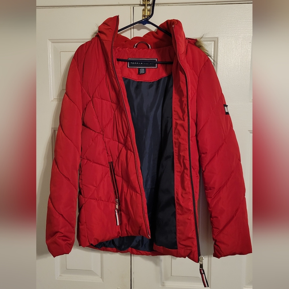Tommy Hilfiger Womens Red Quilted Jacket